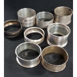 8 ENGLISH SILVER NAPKIN RINGS APPROX 125 GRAMS