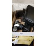 BOX OF CAMERAS AND LENSES ETC