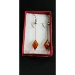 SILVER AND AMBER EARRINGS