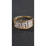 9CT GOLD GREEK KEY DIAMOND RING