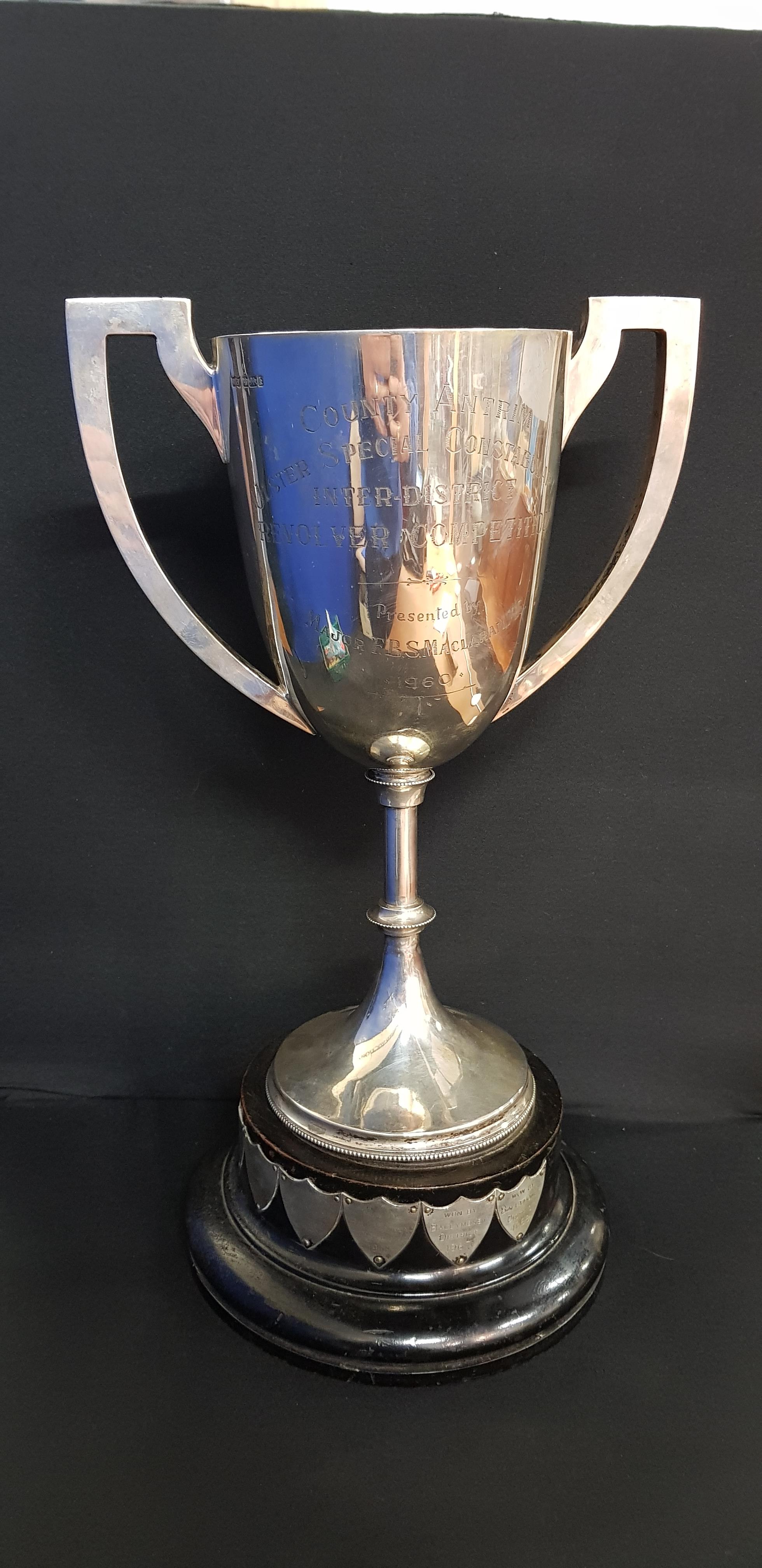 SILVER TROPHY - 12' HIGH APPROX 762 GRAMS - SHEFFIELD 1902/03 BY MAPPIN AND WEBB INSCRIBED 'COUNTY