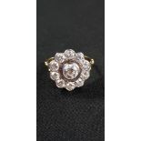 18CT YELLOW GOLD DIAMOND CLUSTER RING WITH 1.9 CARAT OF DIAMONDS