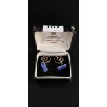 SILVER AND ENAMEL CUFF LINKS