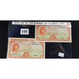 2 X 10 SHILLING LADY LAVERY NOTES