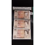 3 BANK OF ENGLAND £10 NOTES