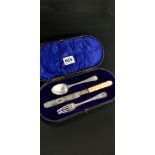 SILVER KNIFE, FORK AND SPOON SET