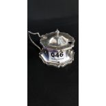 SILVER MUSTARD POT WITH BRISTOL BLUE LINER - BIRMINGHAM