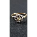 SUPERB GEORGIAN ROSE CUT DIAMOND AND YELLOW STONE RING