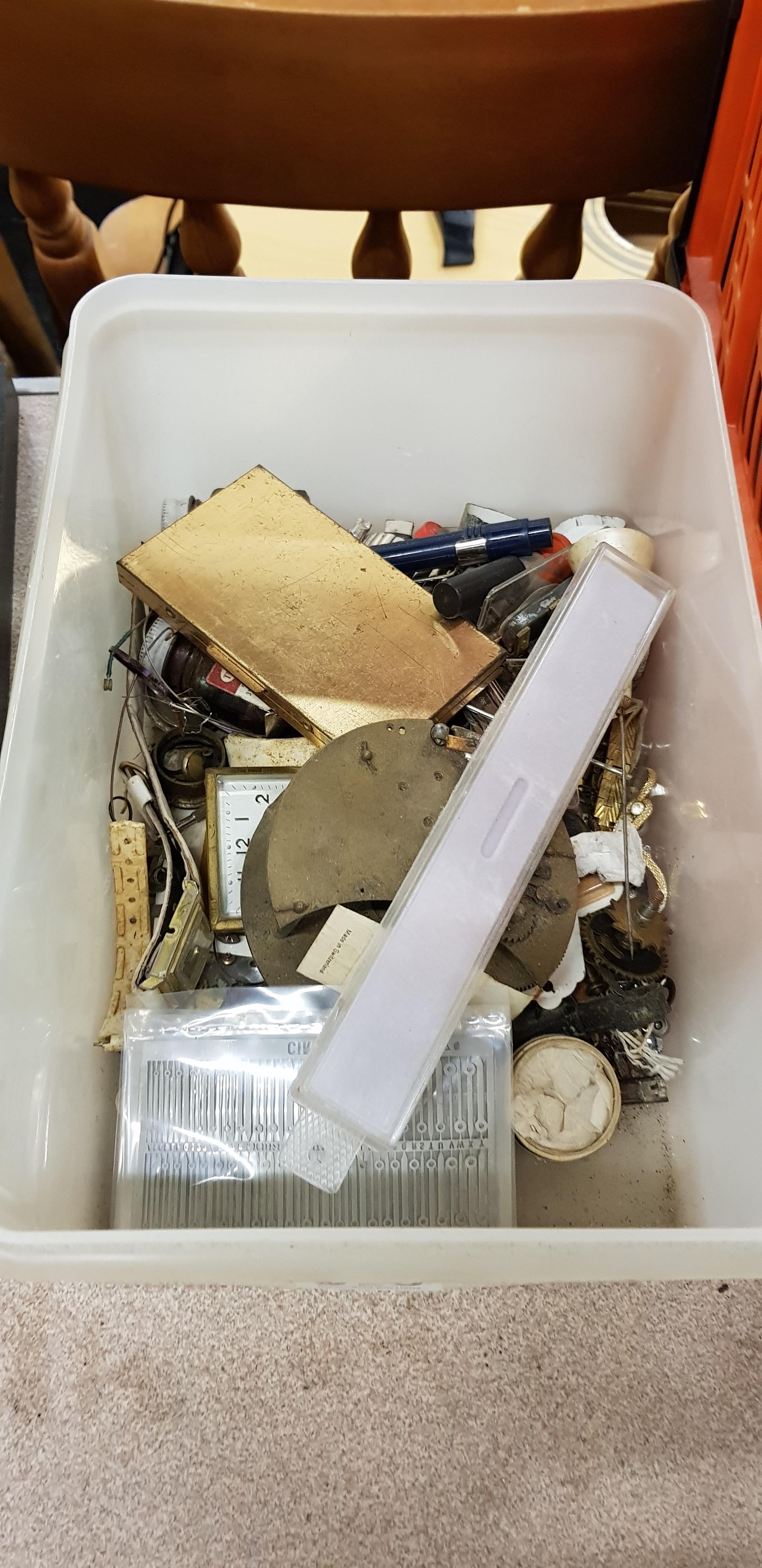 TUB OF OLD WATCH PARTS