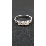 14CT WHITE GOLD 9 STONE DIAMOND RING