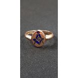 ANTIQUE MASONIC 9CT GOLD SWIVEL RING CHESTER 1917/18