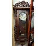 ANTIQUE WALL CLOCK WITH ENAMEL DIAL