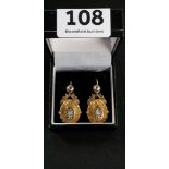 PAIR OF VICTORIAN GOLD DIAMOND SET AND ENAMEL EARRINGS