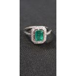 PLATINUM SET EMERALD AND DIAMOND RING