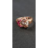 14CT ROSE GOLD DIAMOND AND RUBY RING