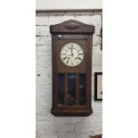 ANTIQUE WALL CLOCK WITH ENAMEL DIAL