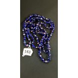 HUGE 30' 1920'S ART DECO MURANO VENETIAN COBALT BLUE MILLEFIORI GLASS BEADED NECKLACE