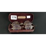 2 PAIRS OF ANTIQUE SPECTACLES IN CASE