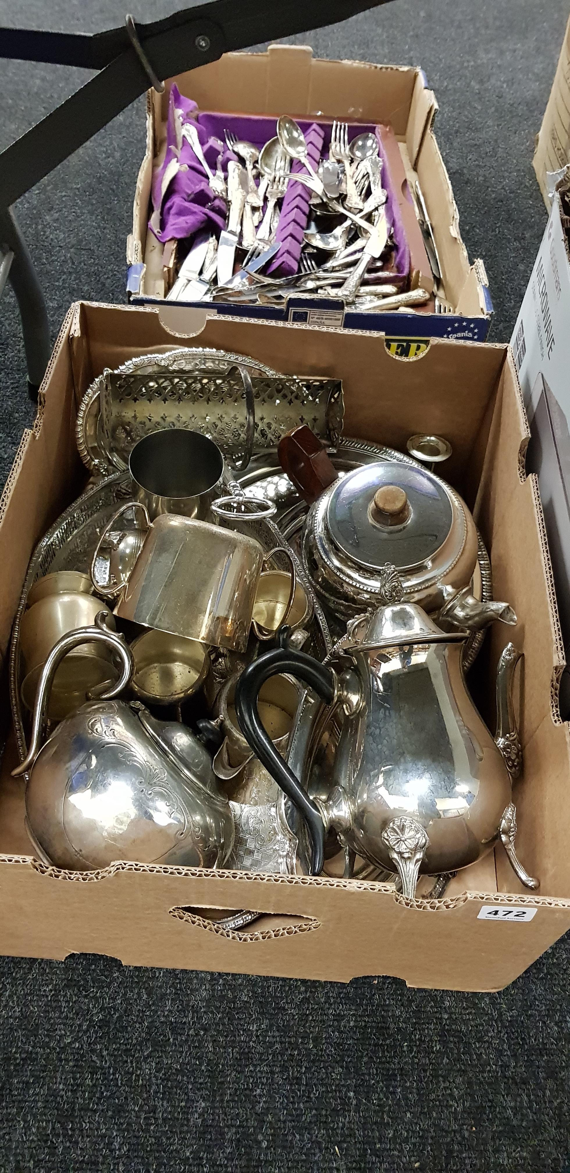 BOX OF SILVER PLATE ITEMS