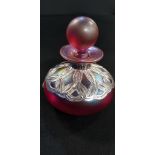 IRIDISCENT SILVER OVERLAY PERFUME BOTTLE