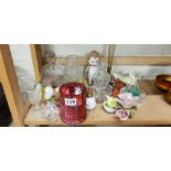 SHELF LOT OF ORNAMENTS