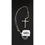 SILVER CRYSTAL CROSS AND CHAIN