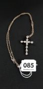 SILVER CRYSTAL CROSS AND CHAIN