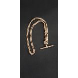 ANTIQUE 9 CARAT ROSE GOLD ALBERT CHAIN - EVERY LINK STAMPED - TOTAL WEIGHT APPROX 30 GRAMS