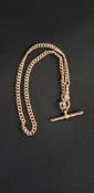 ANTIQUE 9 CARAT ROSE GOLD ALBERT CHAIN - EVERY LINK STAMPED - TOTAL WEIGHT APPROX 30 GRAMS