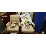 2 WINGBACK ARMCHAIRS AND STOOLS