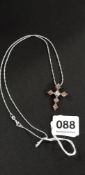 SILVER GEM SET CROSS ON SILVER CHAIN