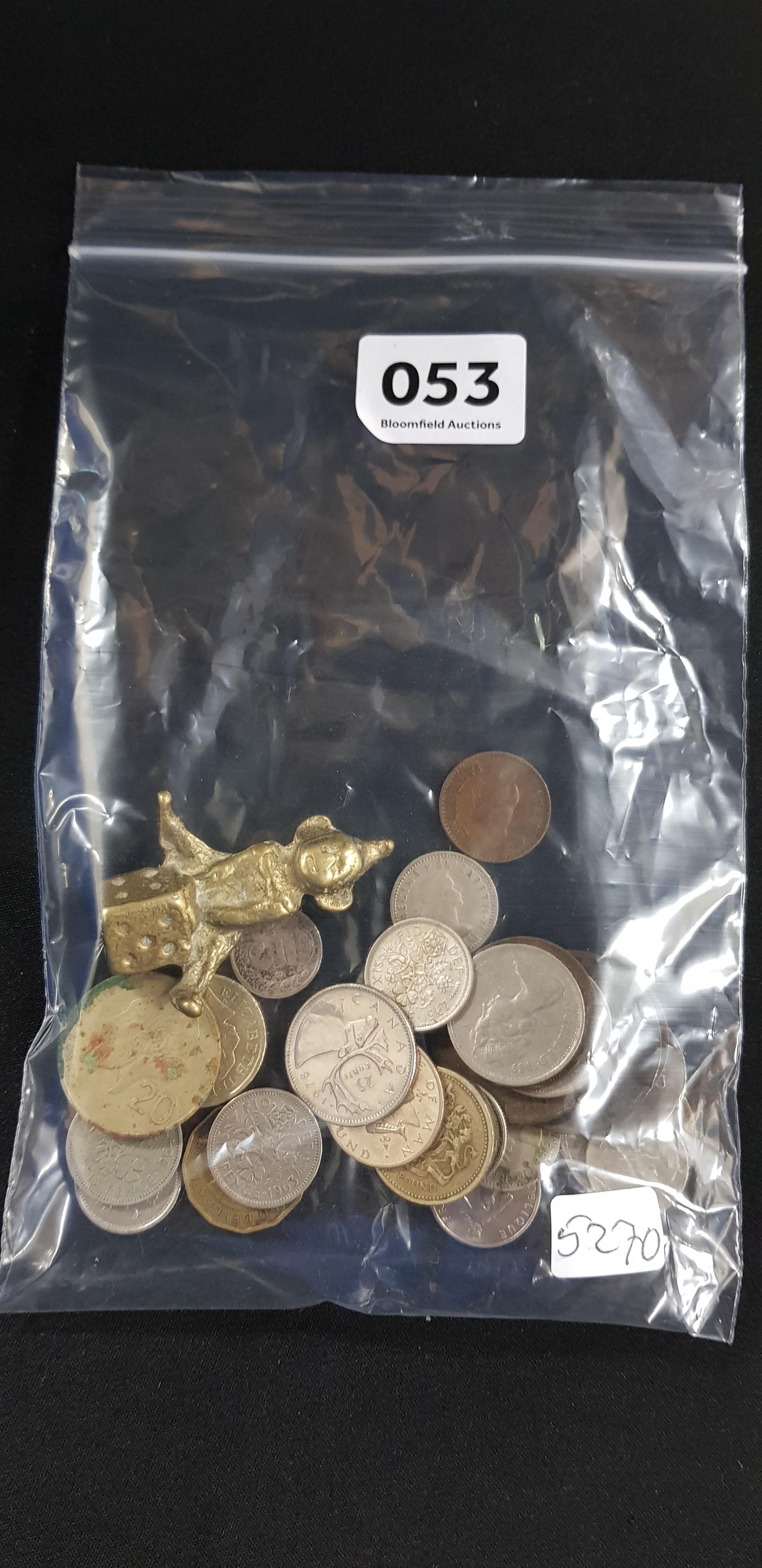 BAG LOT OF COINS ETC