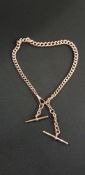 ANTIQUE 9 CARAT ROSE GOLD ALBERT CHAIN - EVERY LINK STAMPED - TOTAL WEIGHT APPROX 44 GRAMS