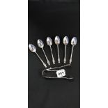 SET OF 6 SILVER APOSTLE SPOONS AND APOSTLE SUGAR TONGS - SHEFFIELD 1905/06 BY JR