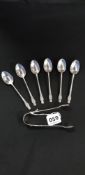 SET OF 6 SILVER APOSTLE SPOONS AND APOSTLE SUGAR TONGS - SHEFFIELD 1905/06 BY JR