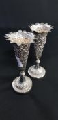PAIR OF ANTIQUE SILVER SPILL VASES