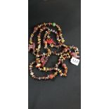 VINTAGE 30' AFRICAN INFLUENCED MULTI GEM NECKLACE