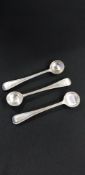 3 SILVER SALT SPOONS - LONDON YOUNG VICTORIA HEAD