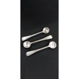 3 SILVER SALT SPOONS - LONDON YOUNG VICTORIA HEAD