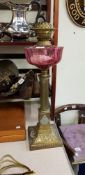 VICTORIAN RUBY OIL LAMP NO SHADE