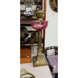 VICTORIAN RUBY OIL LAMP NO SHADE