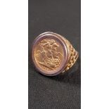 1968 GOLD SOVEREIGN IN 9 CARAT GOLD RING