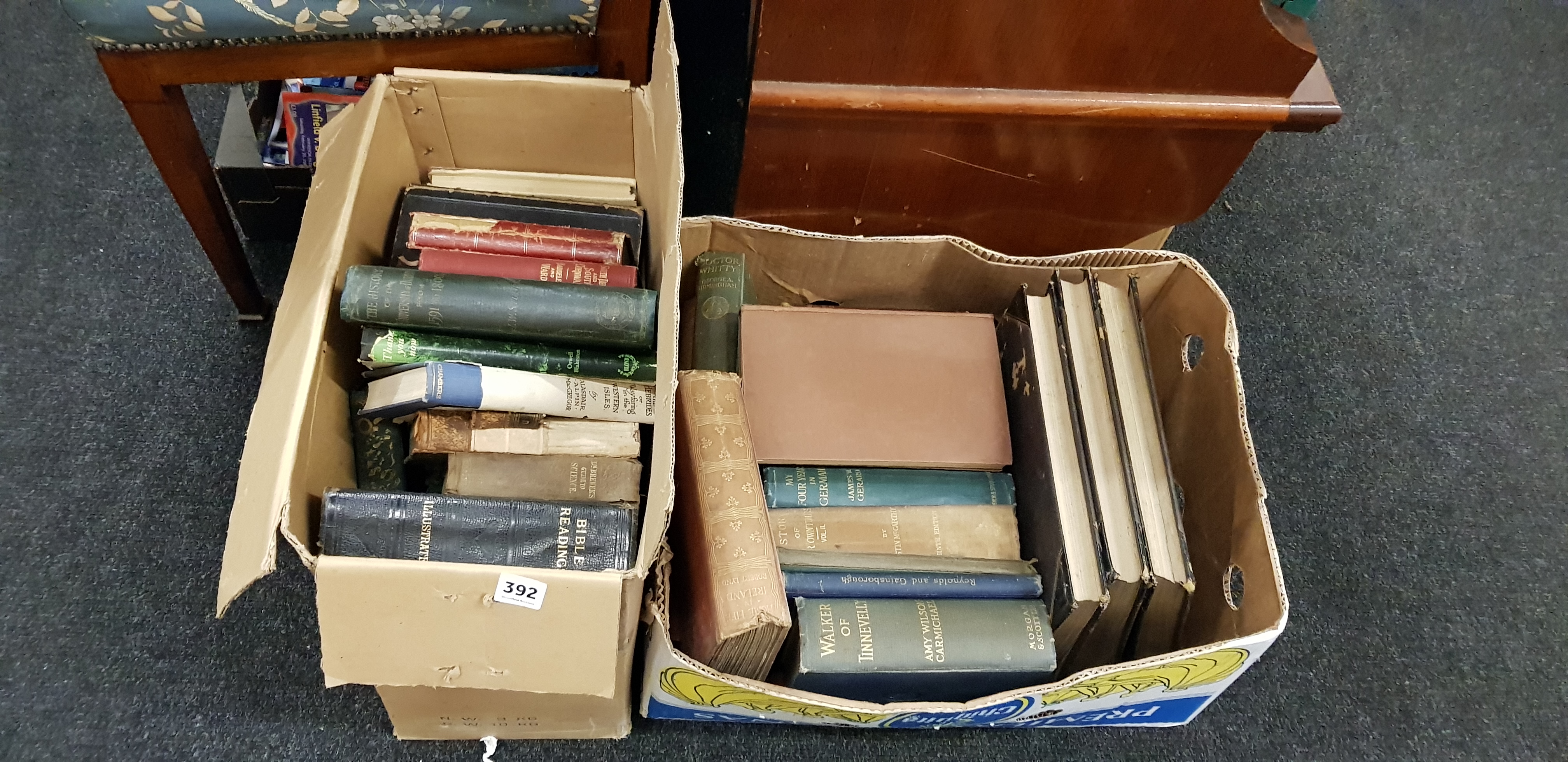 2 BOXES OF ANTIQUE BOOKS