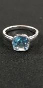 9CT WHITE GOLD AND TOPAZ RING