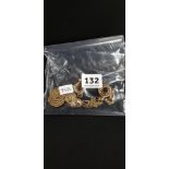 BAG LOT OF 9CT GOLD DROPS, CHAINS ETC