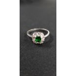 SILVER GREEN STONE RING