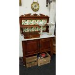 MARBLE AND TILED WASH STAND