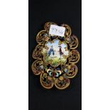 STUNNING MID 19TH CENTURY HEAVILY DECORATED AUSTRIAN VIENNESE ENAMEL BELT BUCKLE CENTERED WITH