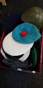 BOX OF MILITARY HATS