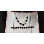 SILVER AND ONYX NECKLACE AND JEWELLERY SET